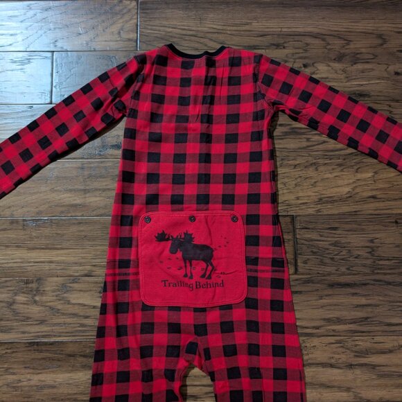 Kids Hatley little Blue House onesie union suit pajamas red plaid size 14 - Picture 11 of 14